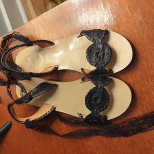 Jack Rogers Sandals with Lace Ribbon Tie EUC